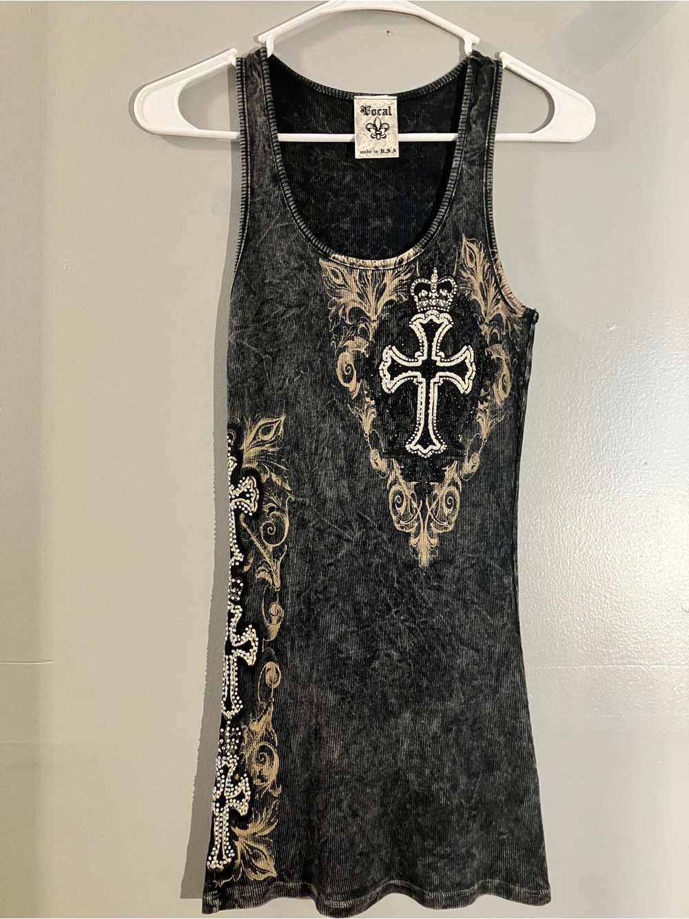 Vocal Black Acid Wash Cross Tank Dress